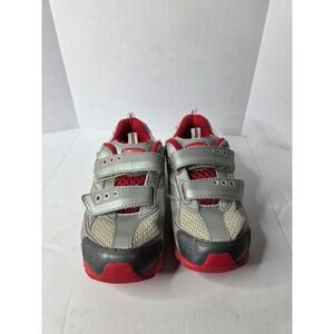 Pediped Flex Silver Red Grey Athletic Sneakers Kids Size EU 30 Hook Loop Straps